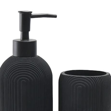 Modern Black Resin 3pcs Bathroom Set – Stylish Accessories from Aminsuk