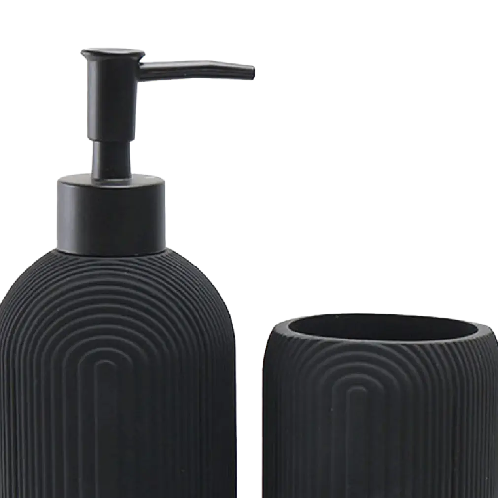 Modern Black Resin 3pcs Bathroom Set – Stylish Accessories from Aminsuk