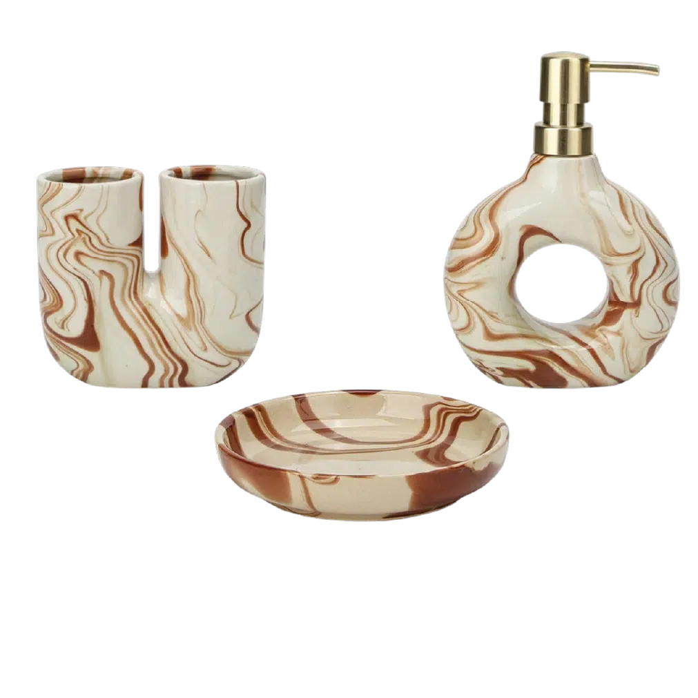 designer ceramic bathroom set pink black