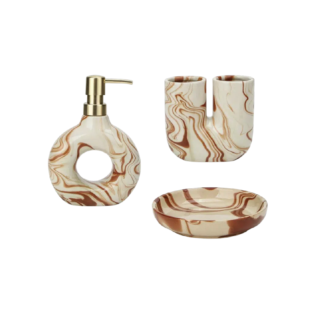 Eclat Luxe ceramic bathroom set pink black by Aminsuk