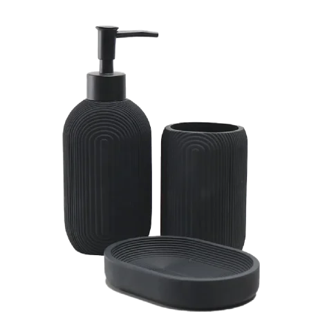 Premium 3 Pieces Black Resin Bathroom Accessories Set – Aminsuk Online Shop
