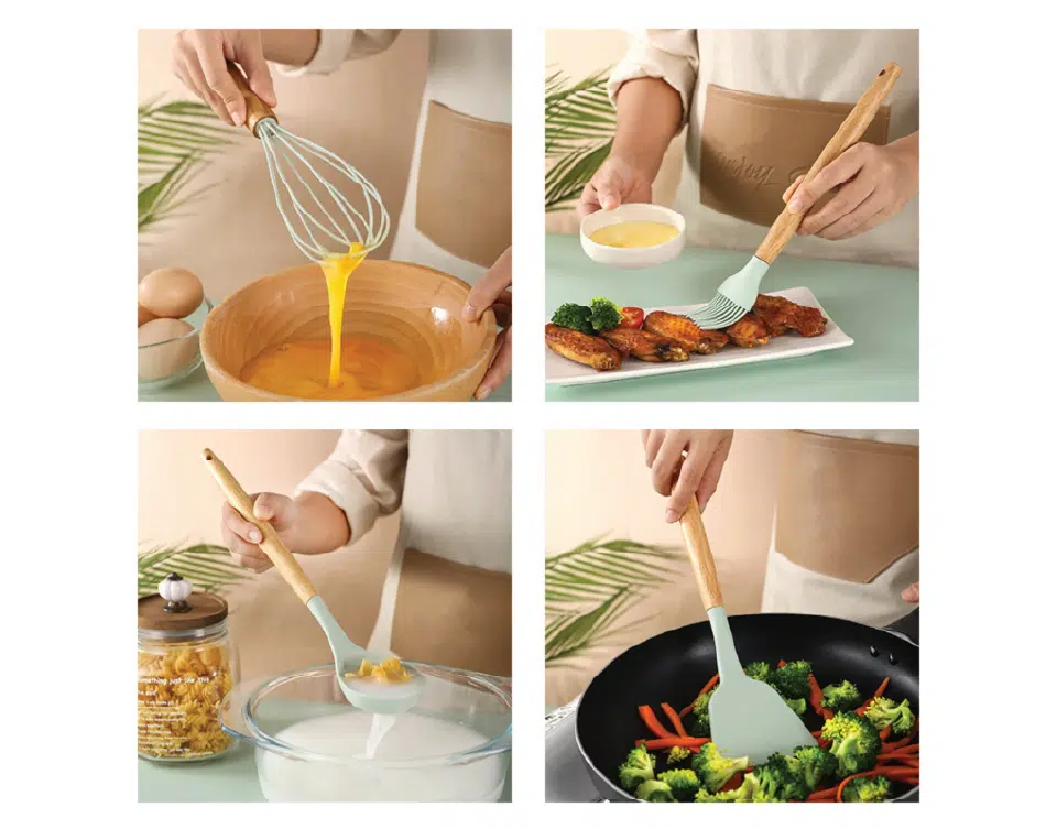 teal color kitchen utensils set modern kitchen tools